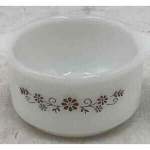 Vintage Dynaware Pyr-O-Rey White Brown Daisy Individual Casserole Bowl 4.5"